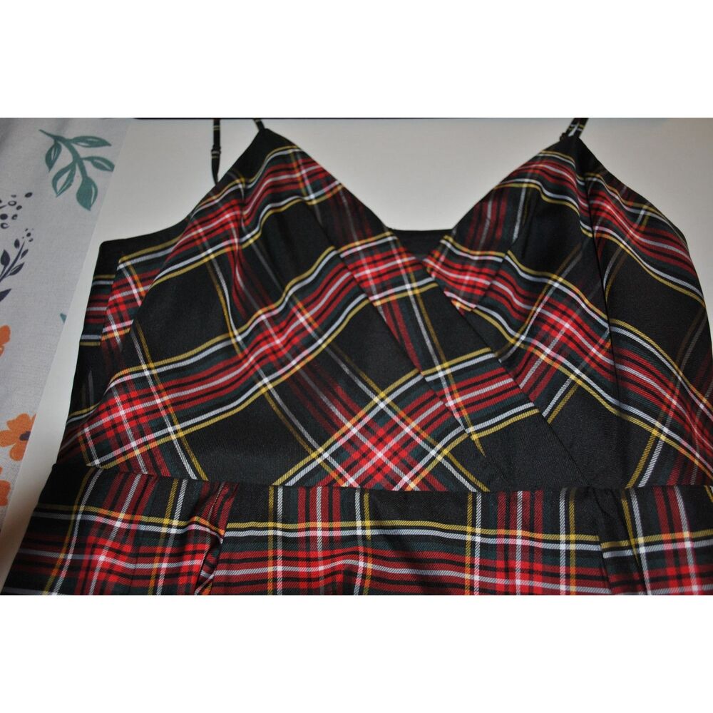 J. Crew Black Stewart Tartan Spagetti Stap Dress Size 8 - Picture 12 of 13
